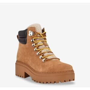 NEW Marc Fisher LTD Tan Suede Leather Nairy Hiking Boots, Sz 9.5M (JJ)